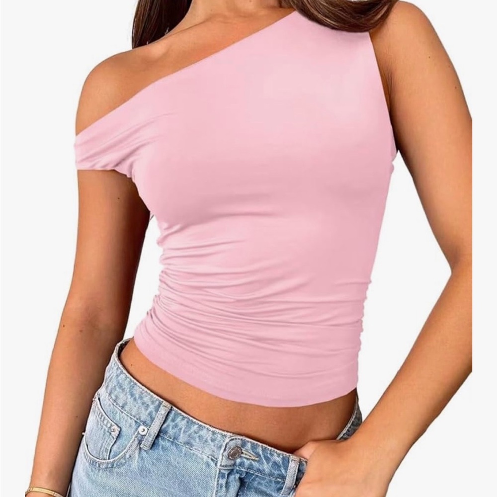 Elegant Pink One-Shoulder Crop Top
